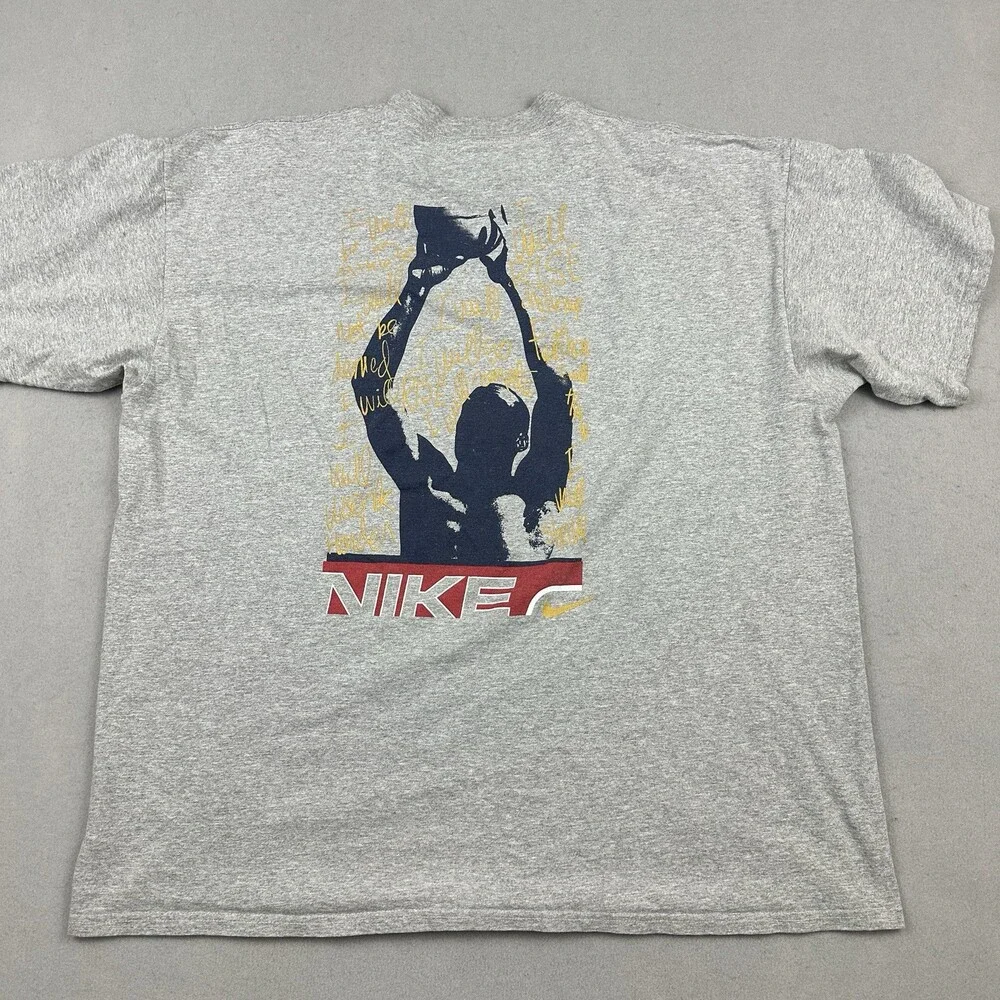 Vintage Nike Shirt Men 2XL Gray Heather Basketball Shot Graphic Short Sleeve 90s
